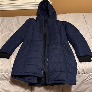 Women's Navy Hooded Guess Puffer Jacket